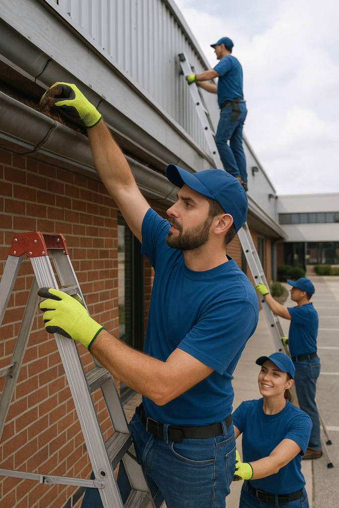 commercial gutter cleaning rochester ny office and business property gutter maintenance work