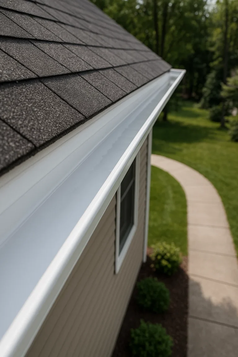 Clean residential gutter system protecting home roof in Rochester Ny